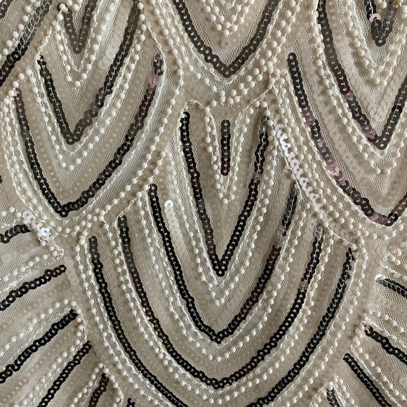 1920 Gatsby Retro. Style Beaded Sequin Fringe Cream Flapper Party Dress Size XS - Picture 10 of 16